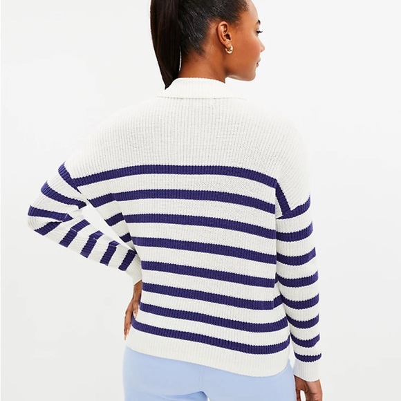 Striped lace up Polo sweater from LOFT - Picture 3 of 8